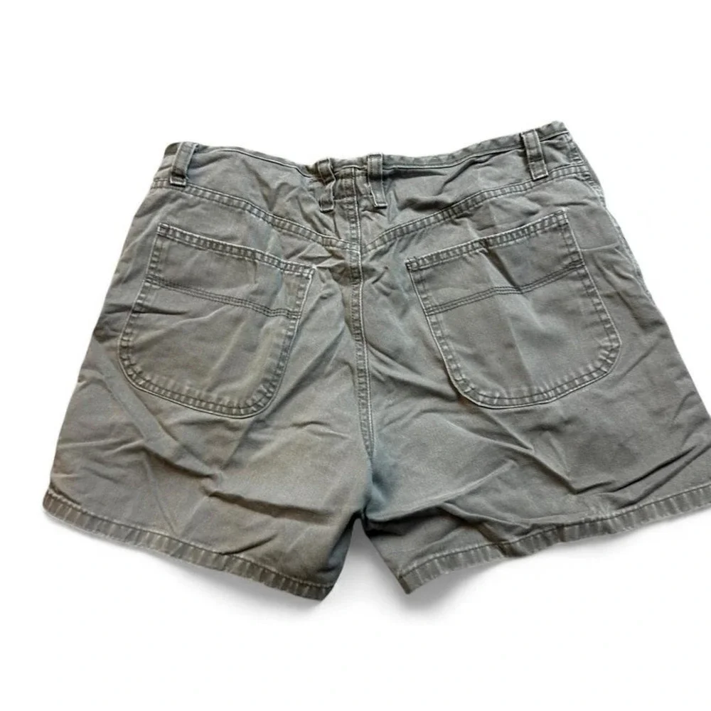 Vintage hydraulic Y2K ultra twill flat front gray green women's shorts size 9/10